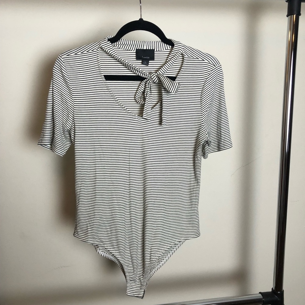 Black and White Striped Bodysuit